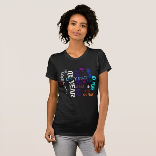 Graffiti stijl Herhalende Ox Jaar 2021 Vrouwen B T T-shirt (Voorkant volledig)
