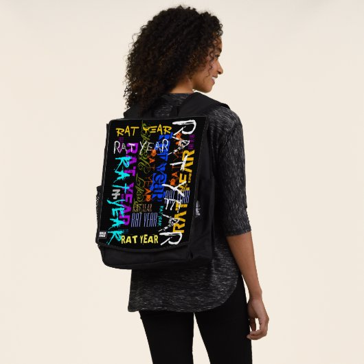 Graffiti stijl Herhalende Rat Metaal Jaar 2020 Bac Rugtassen (Gedragen)