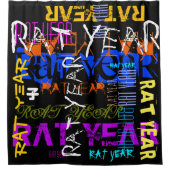 Graffiti stijl Herhalende Rat Metaal Jaar 2020 SC Douchegordijn (Voorkant)