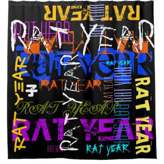 Graffiti stijl Herhalende Rat Metaal Jaar 2020 SC Douchegordijn (Voorkant)