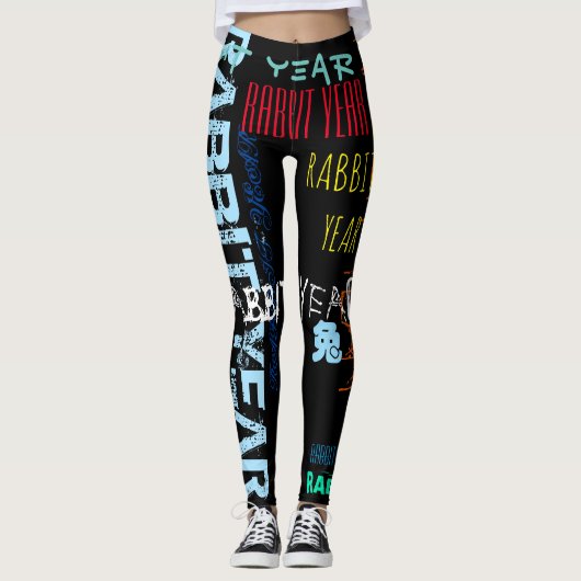Graffiti stijl Herhaling konijnenjaar 2023 L Leggings (Voorkant)