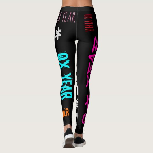 Graffiti stijl Herhaling Ox 2021 Birthday WL Leggings (Achterkant)
