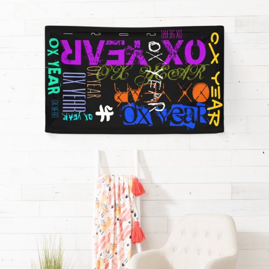 Graffiti-stijl Herhaling Ox jaar 2021 Verticaal B Spandoek (Insitu)