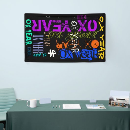 Graffiti-stijl Herhaling Ox jaar 2021 Verticaal B Spandoek (Beurs)
