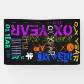 Graffiti-stijl Herhaling Ox jaar 2021 Verticaal B Spandoek (Horizontaal)