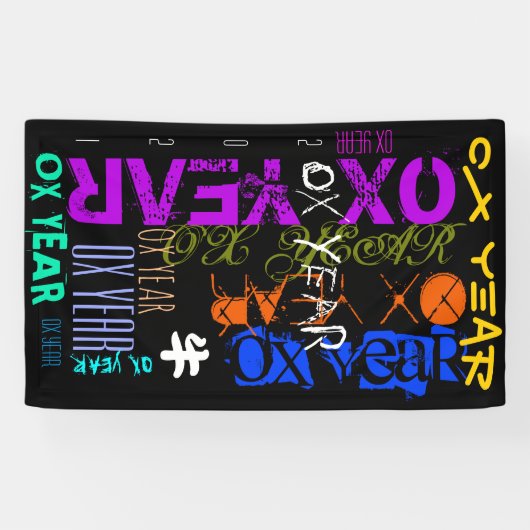 Graffiti-stijl Herhaling Ox jaar 2021 Verticaal B Spandoek (Horizontaal)