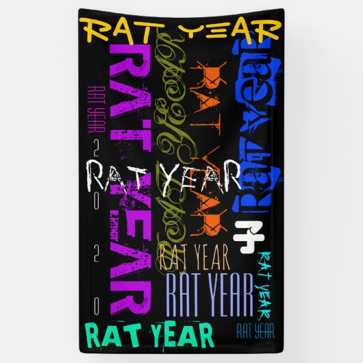 Graffiti-stijl Herhaling Rat Metal 2020 B Spandoek (Verticaal)