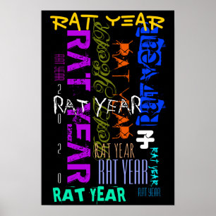 Graffiti-stijl Herhaling Rat Metal 2020 P Poster