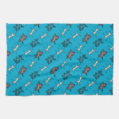 Graffiti-stijl Honden en Botten Blue Dog Towel 5 Theedoek (Horizontaal)