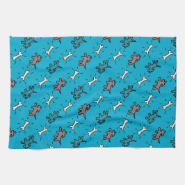 Graffiti-stijl Honden en Botten Blue Dog Towel 5 Theedoek