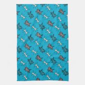 Graffiti-stijl Honden en Botten Blue Dog Towel 5 Theedoek (Verticaal)