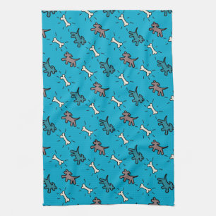 Graffiti-stijl Honden en Botten Blue Dog Towel 5 Theedoek