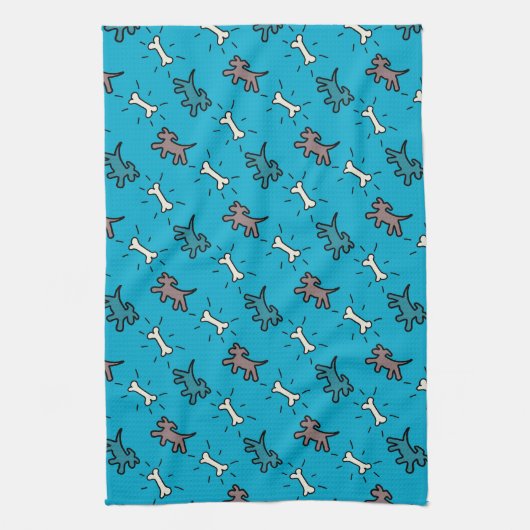 Graffiti-stijl Honden en Botten Blue Dog Towel 5 Theedoek (Verticaal)
