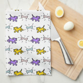 Graffiti-stijl Honden en Botten White Dog Towel 7 Theedoek (Quarter Fold)