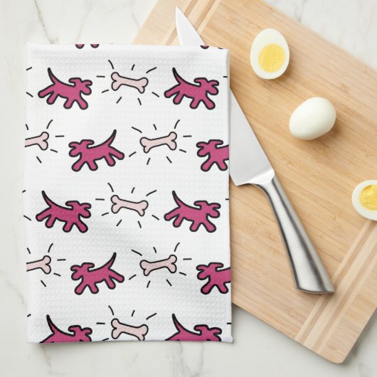 Graffiti-stijl Honden en Botten Witte handdoek 1 (Quarter Fold)