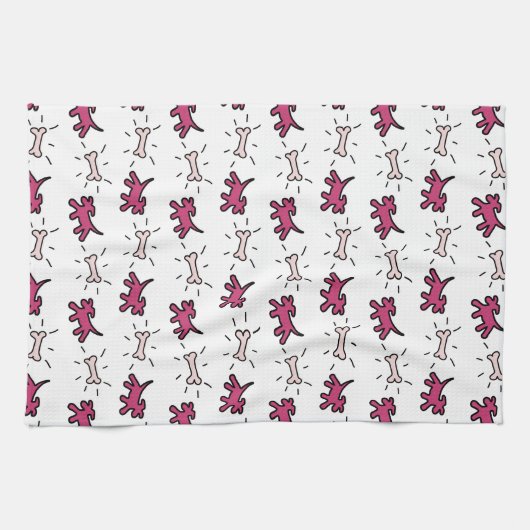 Graffiti-stijl Honden en Botten Witte handdoek 1 (Horizontaal)