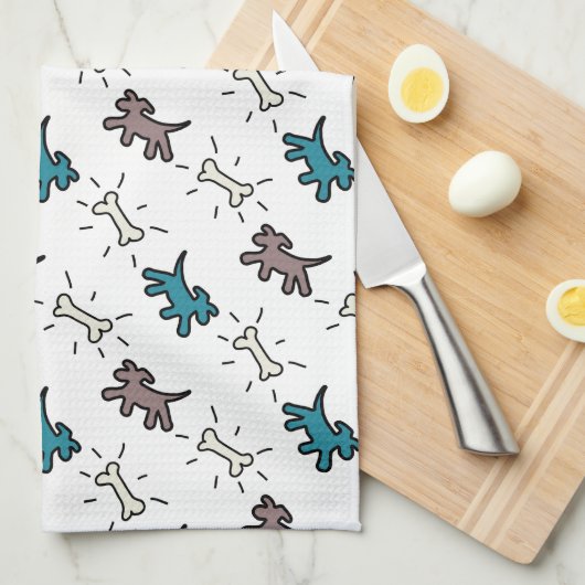 Graffiti-stijl Honden en Botten Witte handdoek 4 (Quarter Fold)