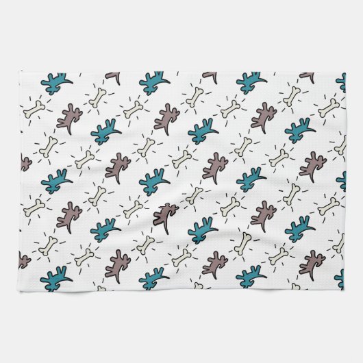 Graffiti-stijl Honden en Botten Witte handdoek 4 (Horizontaal)