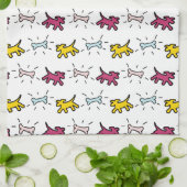 Graffiti-stijl Honden en Botten Witte handdoek 6 (Gevouwen)