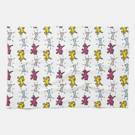 Graffiti-stijl Honden en Botten Witte handdoek 6