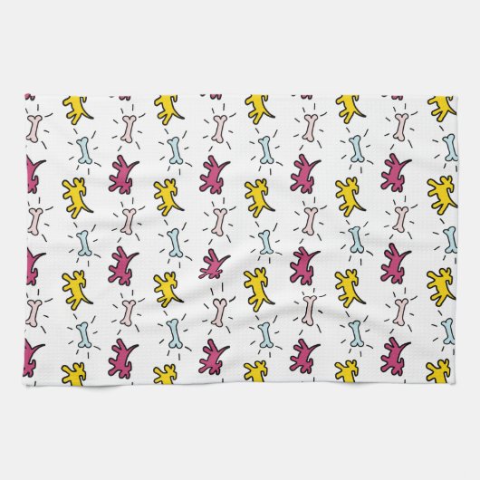 Graffiti-stijl Honden en Botten Witte handdoek 6 (Horizontaal)