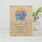Graffiti Stijl Huis beige Warming Party Kaart (Staand voorkant)
