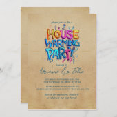 Graffiti Stijl Huis beige Warming Party Kaart (Voorkant / Achterkant)