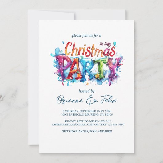 Graffiti Stijl Kerstmis in Juli Feest Kaart (Voorkant)