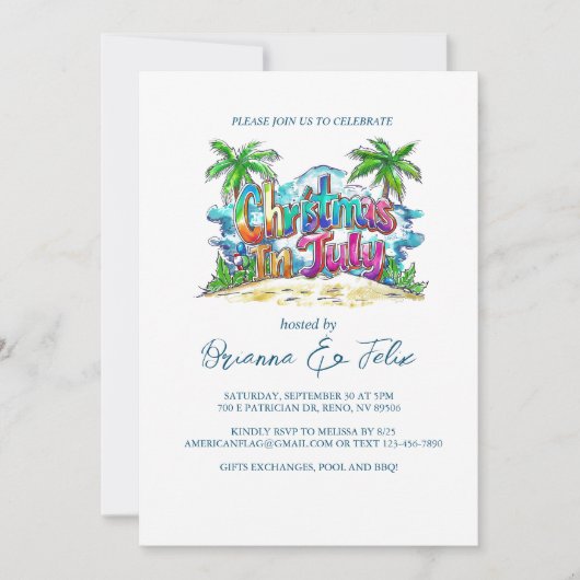 Graffiti Stijl Kerstmis in Juli Feest Kaart (Voorkant)