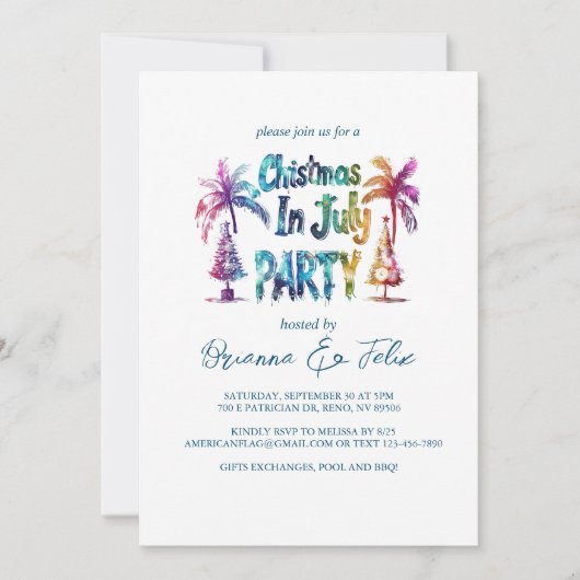 Graffiti Stijl Kerstmis in Juli Feest Kaart (Voorkant)