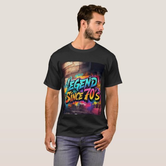 Graffiti-stijl "Legend Since 70's Mannen Tshirt (Voorkant volledig)