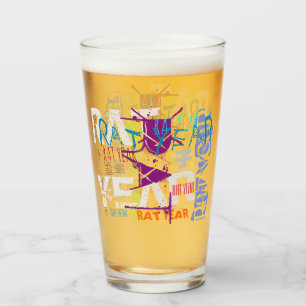 Graffiti-stijl Rat Chinees jaar Zodiabeglas Glas