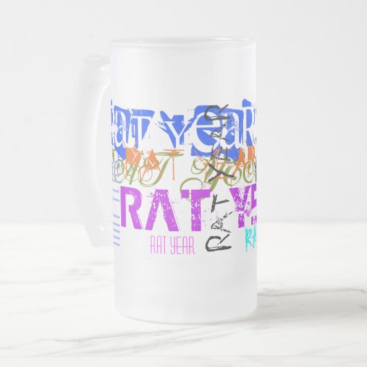 Graffiti-stijl Rat Chinees jaar Zodiac Glass Mok (Voorkant links)
