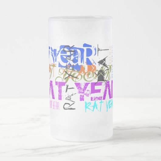 Graffiti-stijl Rat Chinees jaar Zodiac Glass Mok (Center)