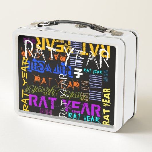 Graffiti stijl Rat Chinees Jaar Zodiac Lunch Box (Achterkant)