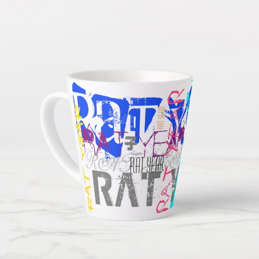 Graffiti stijl Rat Chinees Jaar Zodiac S Latte Mok (Linkerhoek)