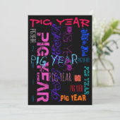 Graffiti stijl Repeating Pig Year 2019 Platte kaar Feestdagenkaart (Staand voorkant)