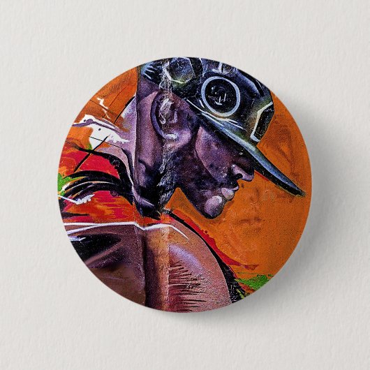 Graffiti stijl skateboarder kerel ronde button 5,7 cm (Voorkant)