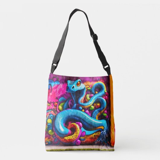 Graffiti stijl slangenontwerp crossbody tas (Achterkant)