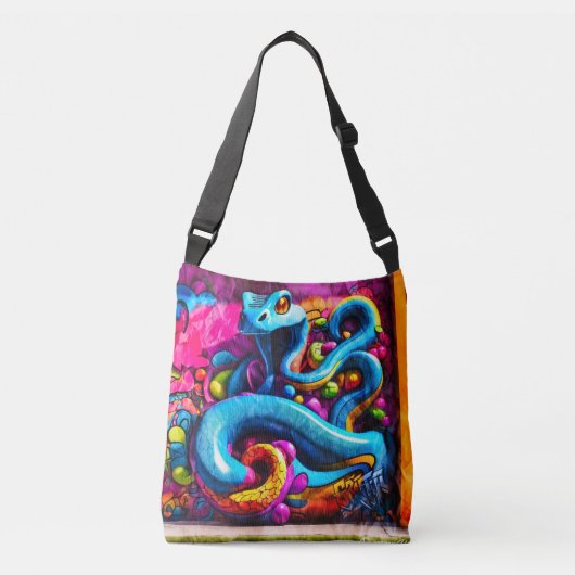 Graffiti stijl slangenontwerp crossbody tas (Voorkant)