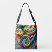 Graffiti stijl slangenontwerp crossbody tas (Achterkant)