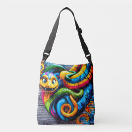 Graffiti stijl slangenontwerp crossbody tas