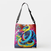 Graffiti stijl slangenontwerp crossbody tas (Achterkant)