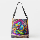 Graffiti stijl slangenontwerp crossbody tas (Achterkant)