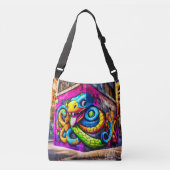 Graffiti stijl slangenontwerp crossbody tas (Voorkant)