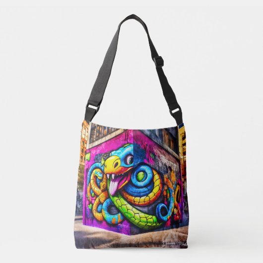 Graffiti stijl slangenontwerp crossbody tas (Voorkant)