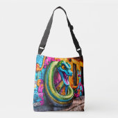 Graffiti stijl slangenontwerp crossbody tas (Voorkant)