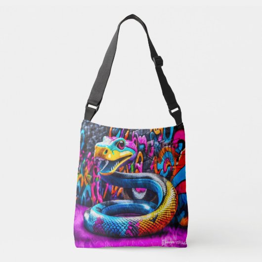 Graffiti stijl slangenontwerp crossbody tas (Voorkant)