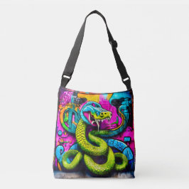 Graffiti stijl slangenontwerp crossbody tas