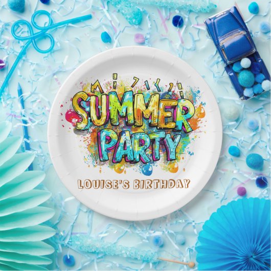 Graffiti stijl zomerfeest papieren bordje (Feest)